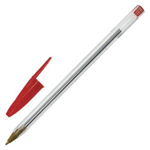 Ручка шариковая STAFF "Basic Budget BP-04", КРАСНАЯ, линия письма 0,5 мм, с штрихкодом, 143870 143870