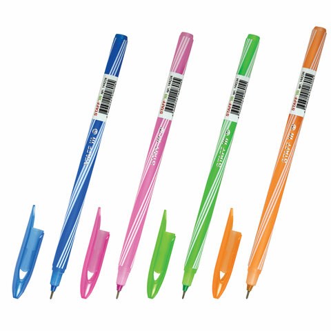 Ручка шариковая STAFF "CANDY NEON", синяя, игольчатый узел 0,6 мм, линия 0,3 мм, 144234 144234