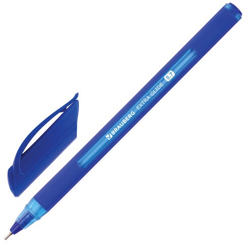 Ручка шариковая масляная BRAUBERG "Extra Glide Soft Blue", СИНЯЯ, узел 0,7 мм, линия письма 0,35 мм, 142926 142926
