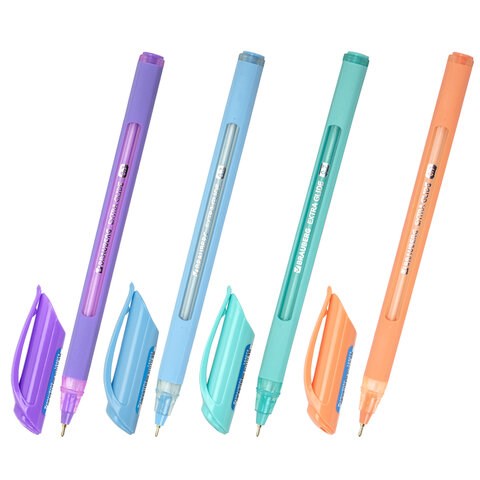 Ручка шариковая масляная BRAUBERG "Extra Glide Soft Pastel", СИНЯЯ, узел 0,7 мм, линия письма 0,35 мм, 144073 144073