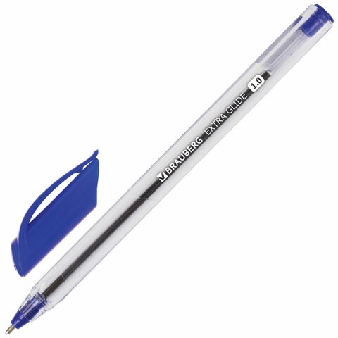 Ручка шариковая масляная BRAUBERG "Extra Glide", СИНЯЯ, трехгранная, узел 1 мм, линия письма 0,5 мм, 141700 141700