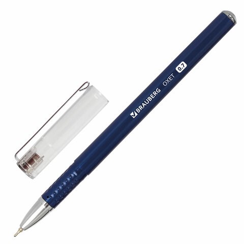 Ручка шариковая масляная BRAUBERG "Oxet", СИНЯЯ, корпус синий, игольчатый узел 0,7 мм, линия письма 0,35 мм, 143002 143002