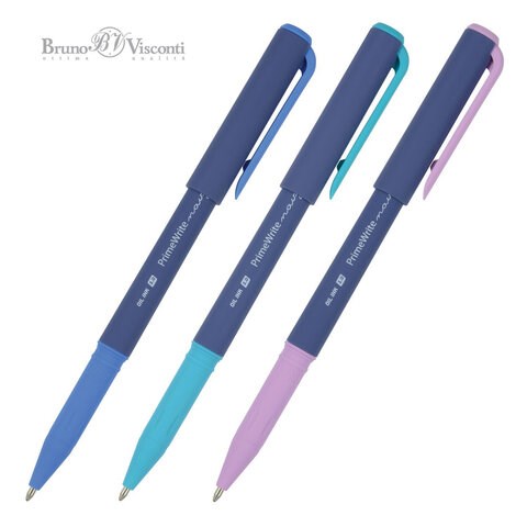 Ручка шариковая масляная BRUNO VISCONTI "PrimeWrite", СИНЯЯ, "Navy", ассорти, линия письма 0,4 мм, 20-0295/03 144190