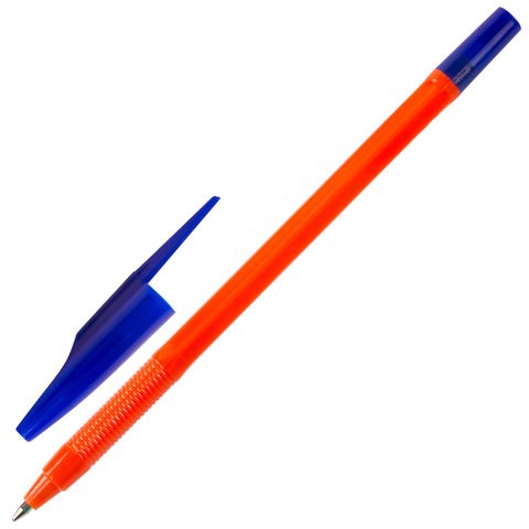 Ручка шариковая масляная STAFF "Basic OBP-679", СИНЯЯ, корпус оранжевый, узел 1 мм, линия письма 0,7 мм, 142679 142679