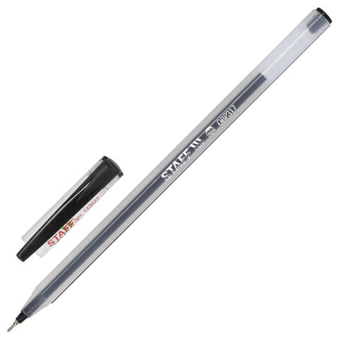 Ручка шариковая масляная STAFF "OBP-317", ЧЕРНАЯ, корпус матовый, игольчатый узел 0,6 мм, линия письма 0,3 мм, 143022 143022