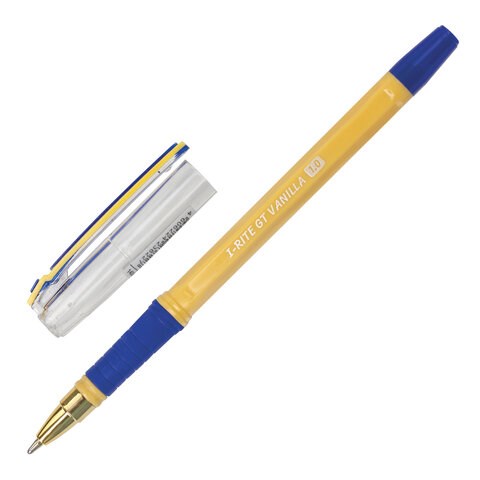 Ручка шариковая масляная с грипом BRAUBERG "i-Rite GT Vanilla", СИНЯЯ, корпус кремовый, узел 1 мм, 143304 143304