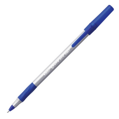 Ручка шариковая с грипом BIC "Round Stic Exact", СИНЯЯ, корпус серый, узел 0,7 мм, линия письма 0,28 мм, 918543 141767
