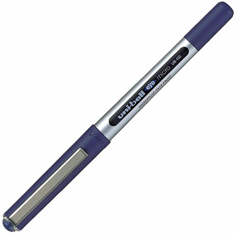 Ручка-роллер Uni-Ball Eye, СИНЯЯ, корпус серебро, узел 0,5 мм, линия 0,3 мм, UB-150 BLUE 144118