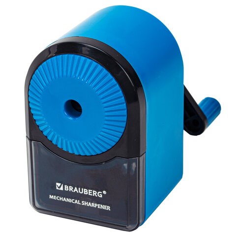 Точилка механическая BRAUBERG ULTRA для чернографитных и цветных карандашей, крепление к столу, цвет корпуса голубой с черным, 271342 271342