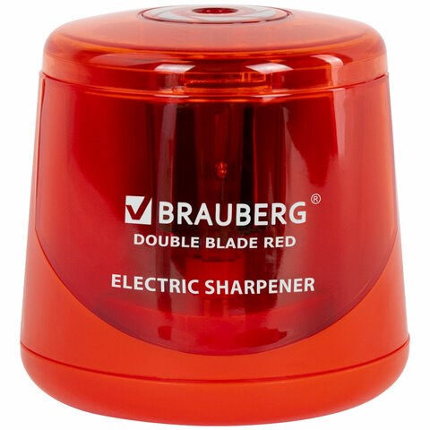 Точилка электрическая BRAUBERG DOUBLE BLADE RED, двойное лезвие, питание от 2 батареек АА, 271338 271338