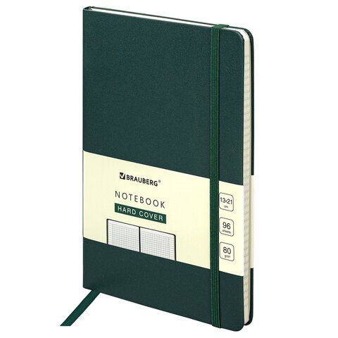 Блокнот А5 (130х210 мм), BRAUBERG ULTRA, балакрон, 80 г/м2, 96 л., клетка, темно-зеленый, 113035 113035