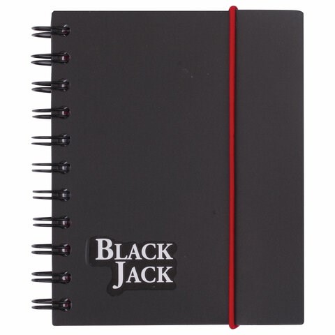 Блокнот МАЛЫЙ ФОРМАТ А6 105х148 мм, 150 л., гребень, пластик, клетка, BRAUBERG, "Black Jack", 125388 125388