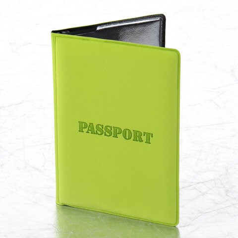 Обложка для паспорта, мягкий полиуретан, "PASSPORT", салатовая, STAFF, 237607 237607