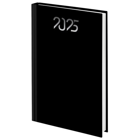 Ежедневник датированный 2025 145х215 мм, А5, STAFF, ламинированная обложка, "Black", 116026 116026