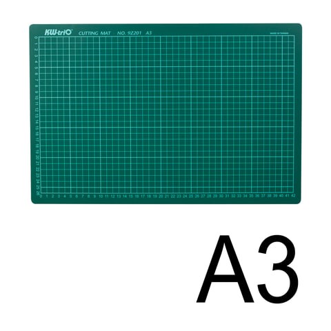 Коврик (мат) для резки 3-слойный, А3 (450х300 мм), настольный, зеленый, 3 мм, KW-trio, 9Z201, -9Z201 235513