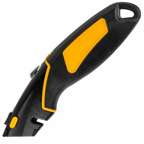 Нож универсальный мощный цинковый BRAUBERG METALLIC PRO, автофиксатор, резиновые вставки, 238738 238738