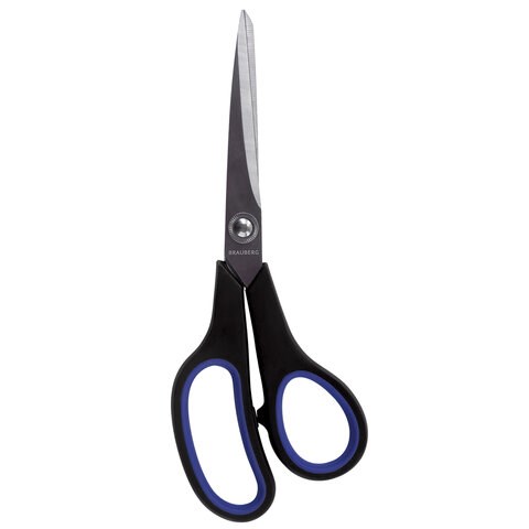 Ножницы BRAUBERG "Soft Grip", 216 мм, черно-синие, резиновые вставки, 3-х сторонняя заточка, 230763 230763