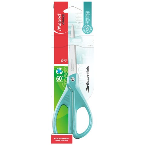 Ножницы MAPED "Essentials Color", 210 мм, бирюзовые, эргономичные ручки, 468111 238306