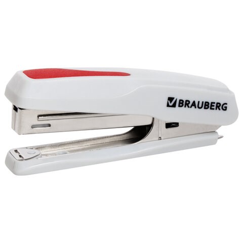 Степлер №10 BRAUBERG "Extra", до 20 листов, антистеплер, серо-красный, 229082 229082