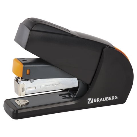 Степлер ЭНЕРГОСБЕРЕГАЮЩИЙ №24/6, 26/6 BRAUBERG "Easy Press", до 25 листов, БЕЗ УСИЛИЙ, 224348 224348
