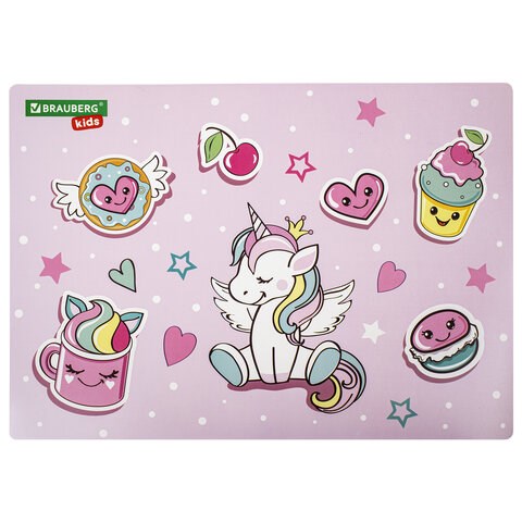 Настольное покрытие BRAUBERG KIDS, А3+, пластик, 46x33 см, "Unicorn dreams", 271730 271730