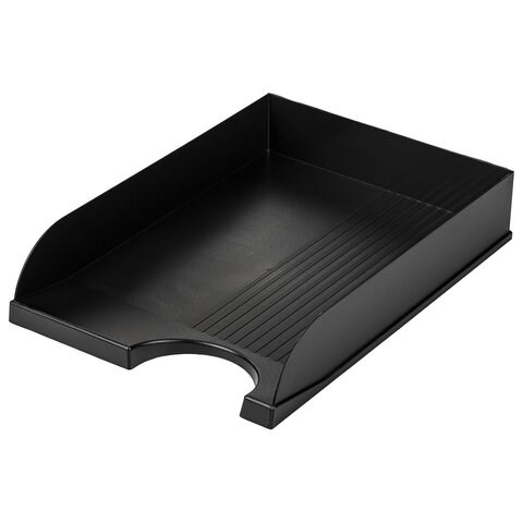 Лоток горизонтальный для бумаг BRAUBERG Standard, 350х253х65 мм, черный, 237947 237947