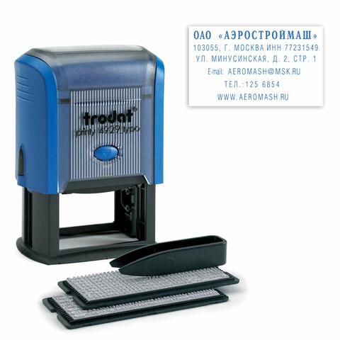 Штамп самонаборный 6-строчный, оттиск 50х30 мм, синий без рамки, TRODAT 4929/DB, КАССЫ В КОМПЛЕКТЕ, 53408 235561