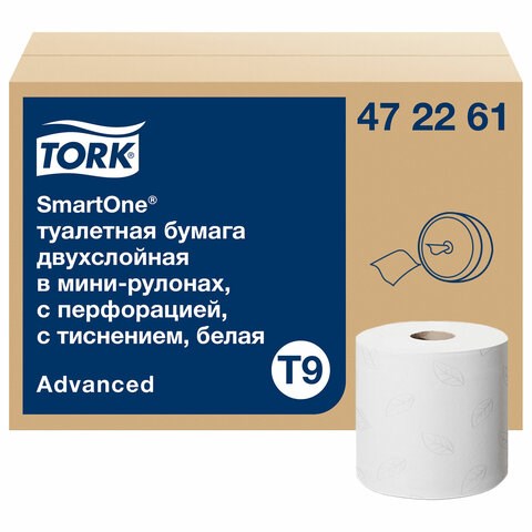 Бумага туалетная 130 м, TORK (Система T9) SmartOne, КОМПЛЕКТ 12 шт., Advanced, 2-слойная, белая, 472261 115493