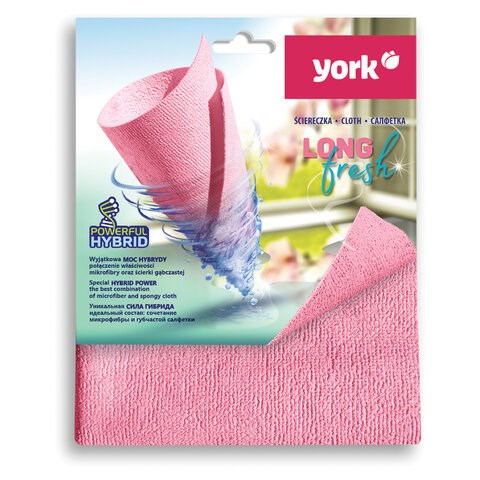 Салфетка из МИКРОФИБРЫ ГУБЧАТАЯ PVA/ПВА СУПЕРВПИТЫВАЮЩАЯ 30х35 см, Long Fresh, розовая, 275 г/м2, YORK, 26250 608403