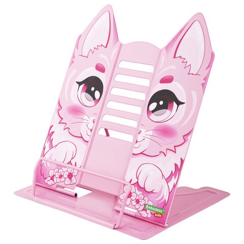 Подставка для книг и учебников фигурная BRAUBERG KIDS "Kitty", регулируемый наклон, металл, 238059 238059