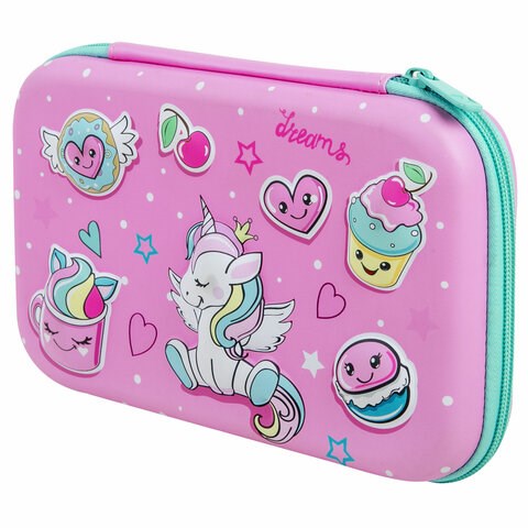 Пенал BRAUBERG KIDS большой удобный с откидной планкой, EVA, 22х15х4 см, "Unicorn dreams", 271557 271557
