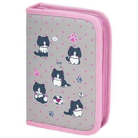 Пенал BRAUBERG, 1 отделение, полиэстер, 21х14 см, "Cat patches", 272327 272327
