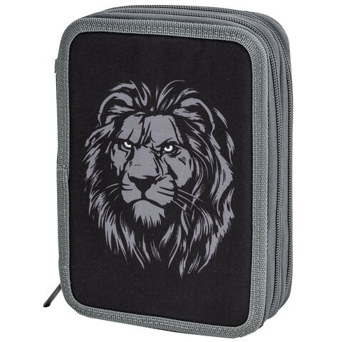 Пенал BRAUBERG, 2 отделения, полиэстер, 21х14 см, "Savage lion", 272331 272331