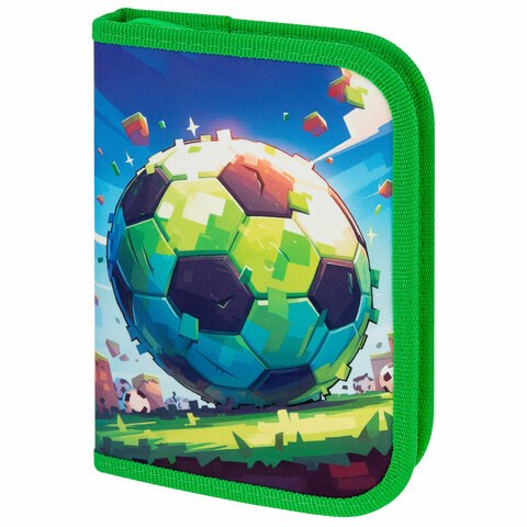 Пенал ПИФАГОР, 1 отделение, 1 откидная планка, полиэстер, 19х13 см, "Football match", 273476 273476