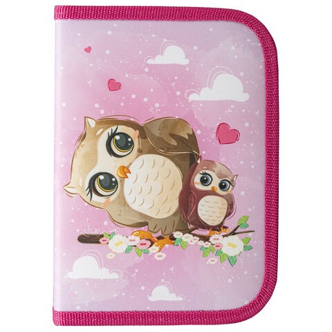 Пенал ПИФАГОР, 1 отделение, полиэстер, 19х13 см, "Cute owls", 271011 271011