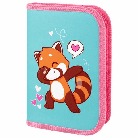 Пенал ПИФАГОР, 1 отделение, полиэстер, 19х13 см, "Red panda", 272283 272283