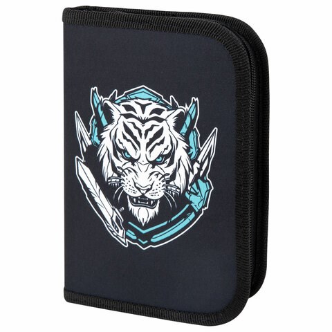 Пенал ПИФАГОР, 1 отделение, полиэстер, 19х13 см, "White tiger", 272285 272285