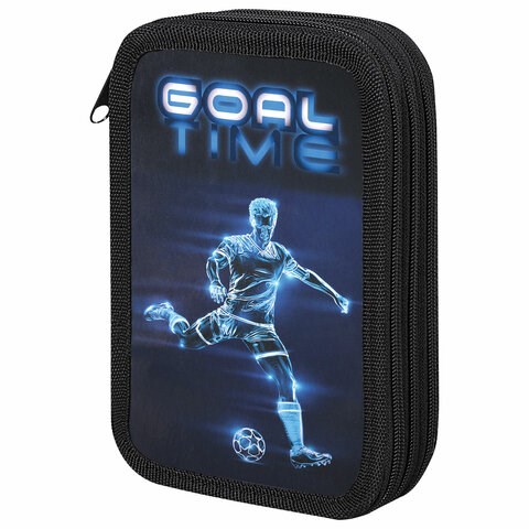 Пенал ПИФАГОР, 3 отделения, ламинированный картон, 19х11 см, "Goal", 271547 271547