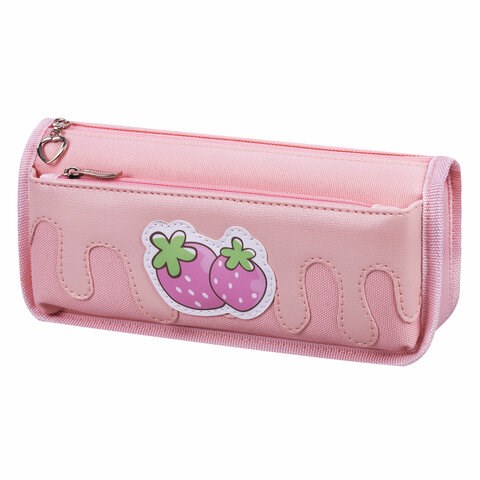 Пенал мягкий ЮНЛАНДИЯ, 2 отделения, полиэстер, "Strawberry shortcake", розовый, 21х9х6 см, 271577 271577