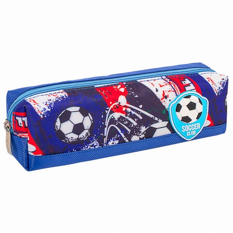 Пенал ЮНЛАНДИЯ, 1 отделение, полиэстер, "Football", синий, 19х4х6 см, 270270 270270