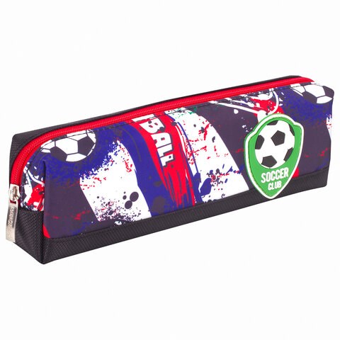 Пенал ЮНЛАНДИЯ, 1 отделение, полиэстер, "Football", черный, 19х4х6 см, 270269 270269