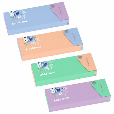 Пенал пластиковый ERICH KRAUSE "Matt Pastel Bloom", ассорти, 61250 107122