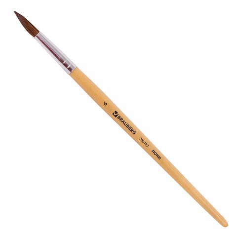 Кисть BRAUBERG, пони, круглая, № 6, 200192 200192