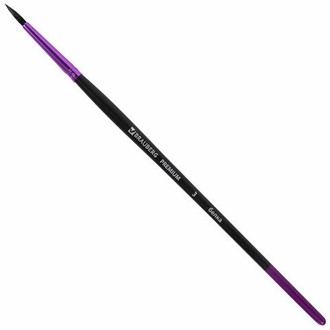 Кисть белка, круглая № 3, BRAUBERG PREMIUM, 200972 200972