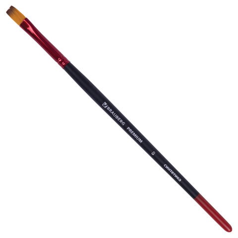 Кисть синтетика, плоская № 8, BRAUBERG PREMIUM, 201017 201017