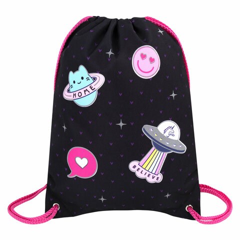 Мешок для обуви BRAUBERG PREMIUM, карман, подкладка, светоотражайка, 43х33 см, Space sweets, 272422 272422