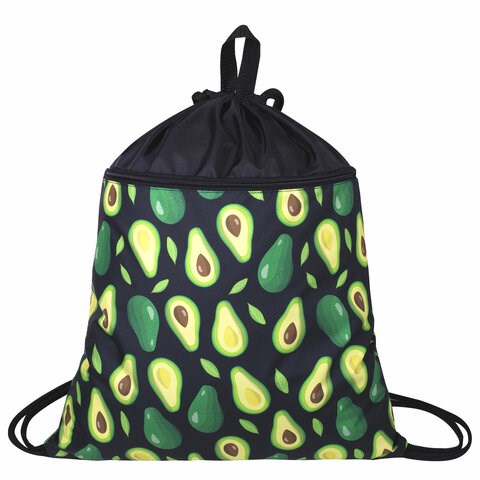 Мешок для обуви BRAUBERG БОЛЬШОЙ, с ручкой, карман на молнии, сетка, 49х41 см, "Avocado", 271058 271058