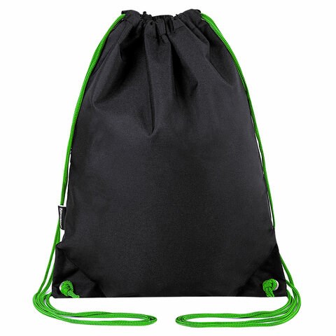 Мешок для обуви BRAUBERG плотный, карман на молнии, подкладка, 43х33 см, "Neon Green", 271625 271625