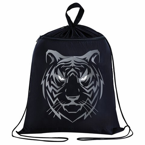 Мешок для обуви BRAUBERG, с петлёй, карман на молнии, 47х37 см, "Tiger", 271610 271610