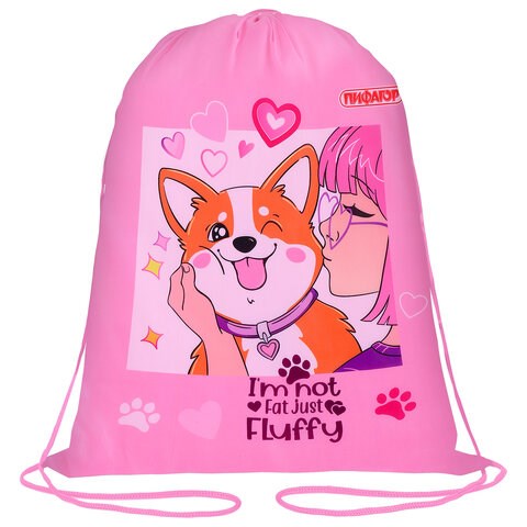 Мешок для обуви ПИФАГОР, 1 отделение, 42х34 см, "Fluffy akita", 272385 272385